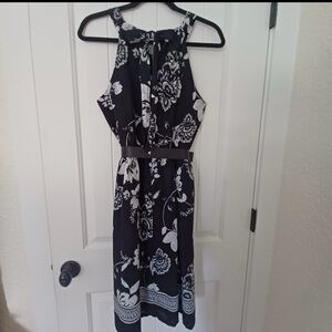 White House Black Market Floral Black and White Dress